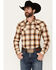 Image #1 - Blue Ranchwear Galveston Plaid Print Long Sleeve Snap Western Shirt, Dark Brown, hi-res