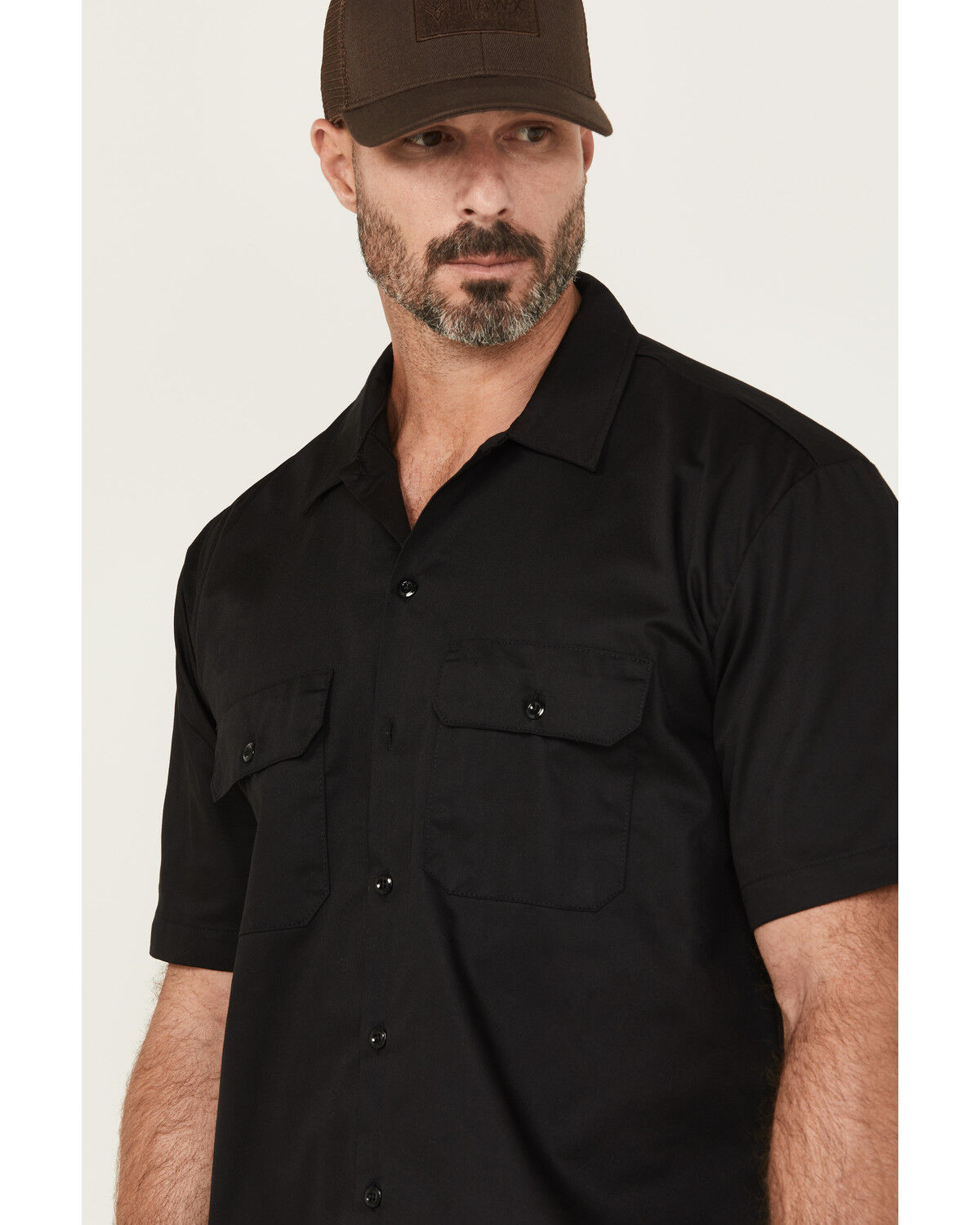 Image #2 - Dickies Men's Flex Twill Relaxed Short Sleeve Button-Down Work Shirt, Black, hi-res