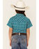 Image #3 - RANK 45® Girls' Floral Horse Print Short Sleeve Pearl Snap Rodeo Shirt, Teal, hi-res