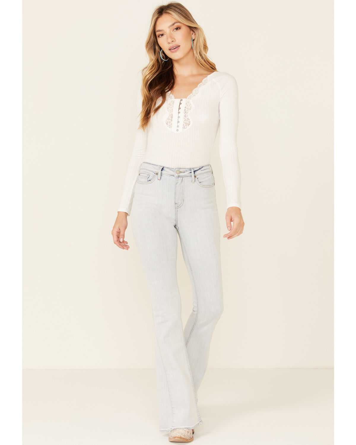 Image #2 - Idyllwind Women's Light Wash Friendship High Rise Flare Jeans, Light Blue, hi-res