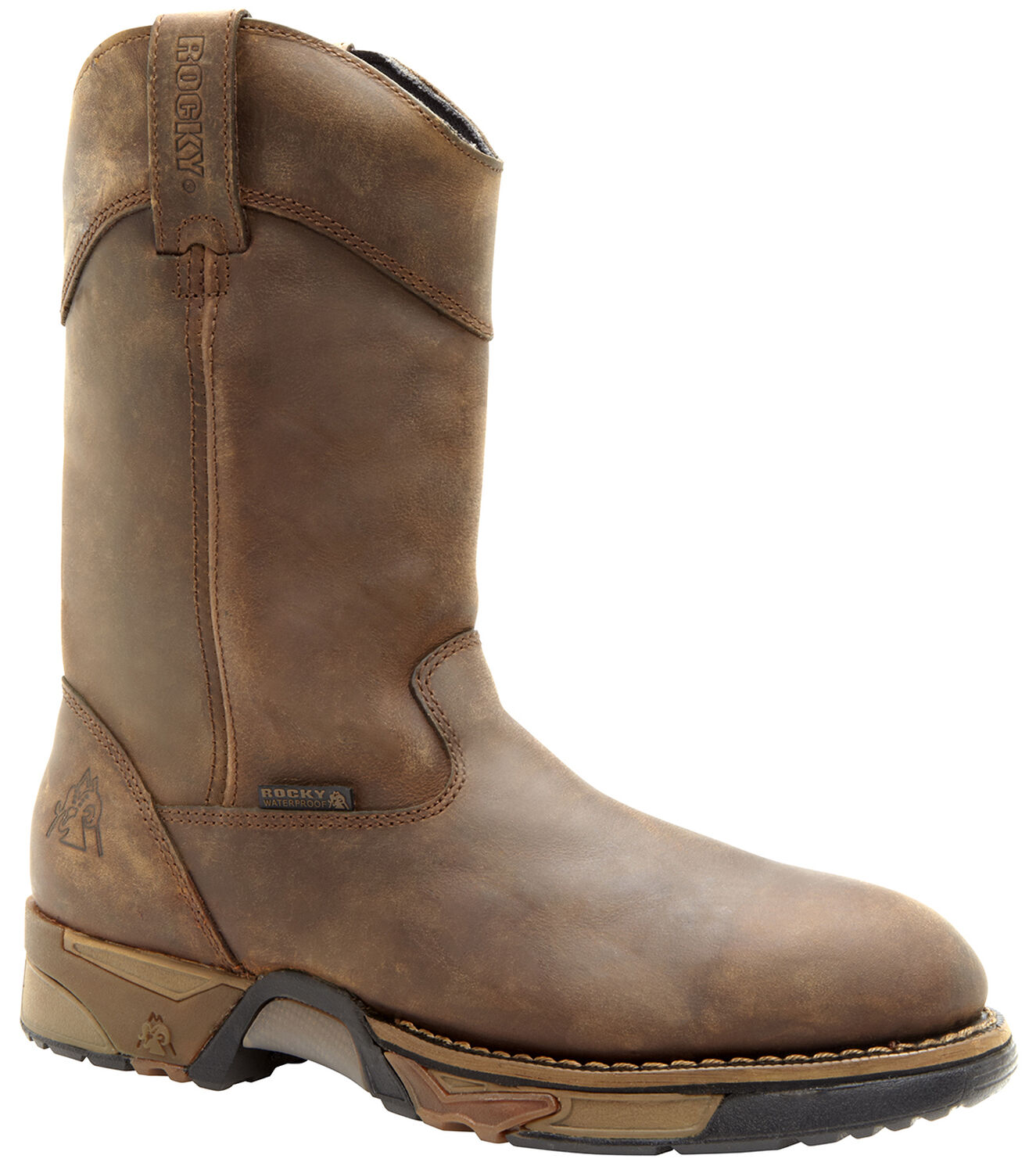 Image #1 - Rocky Men's Waterproof Wellington Work Boots - Round Toe, , hi-res