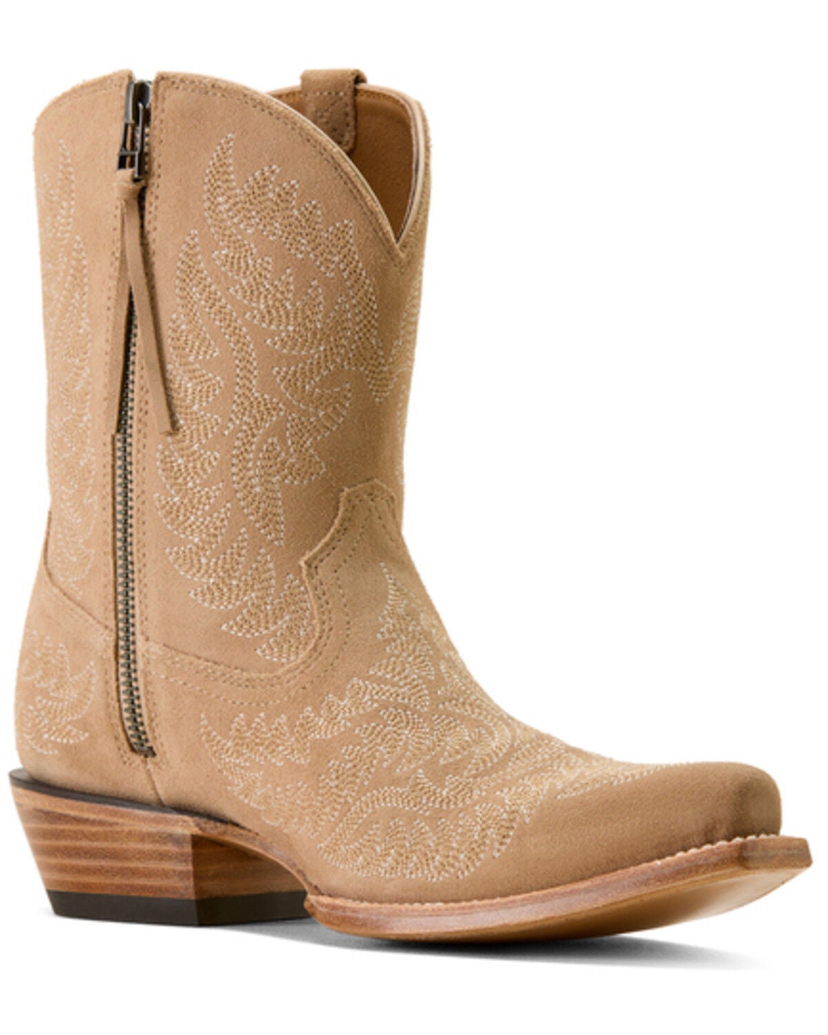 Ariat Women's Cate Suede Short Western Boots - Snip Toe, Coral, hi-res