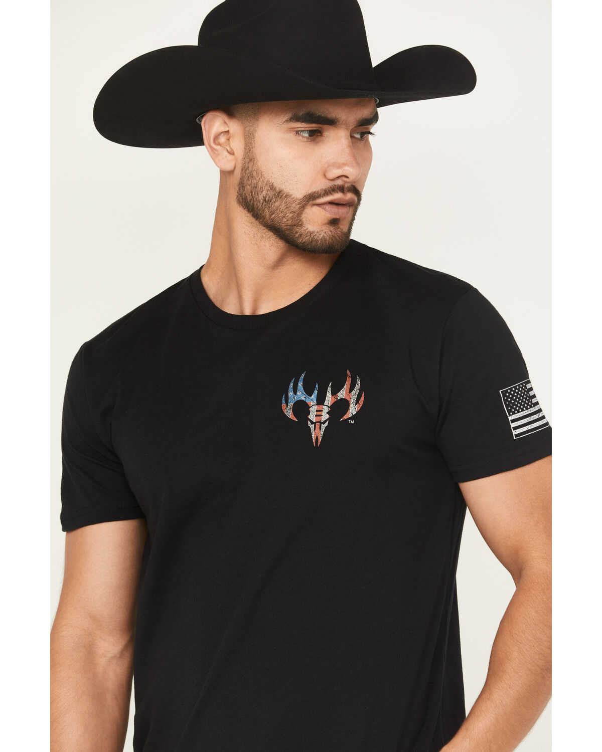 Image #2 - Buckwear Men's Bull Horns Short Sleeve Graphic, Black, hi-res