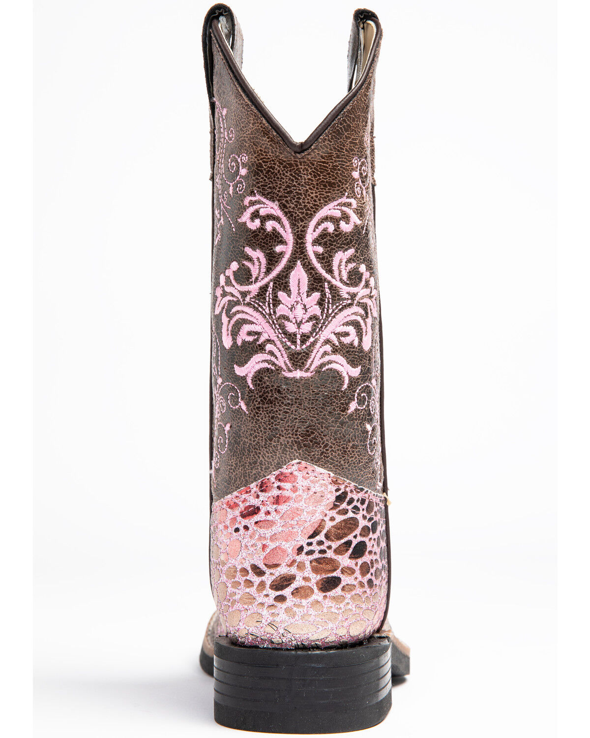 Image #5 - Shyanne Girls' Aria Faux Leather Western Boots - Square Toe, Pink, hi-res