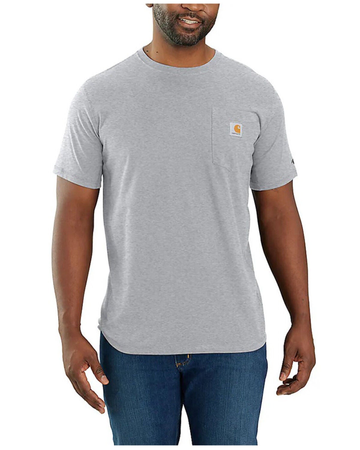 Image #1 - Carhartt Men's Force&reg; Relaxed Fit Short Sleeve Pocket T-Shirt - Big, Silver, hi-res