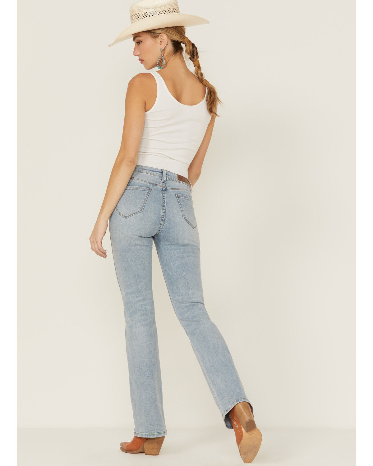 Image #3 - Rock & Roll Denim Women's Light Wash High Rise Stretch Bootcut Jeans, Light Blue, hi-res
