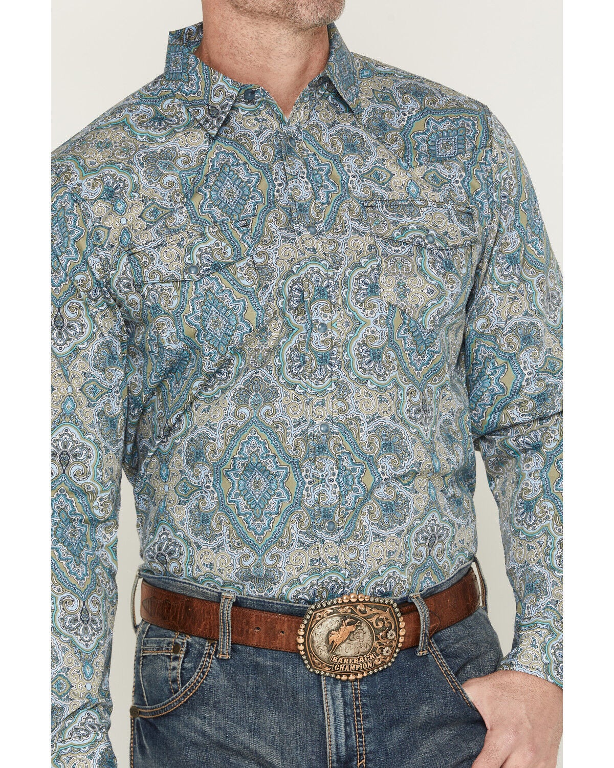 Image #3 - Gibson Trading Co Men's Throwback Paisley Print Long Sleeve Western Shirt - Tall, Multi, hi-res
