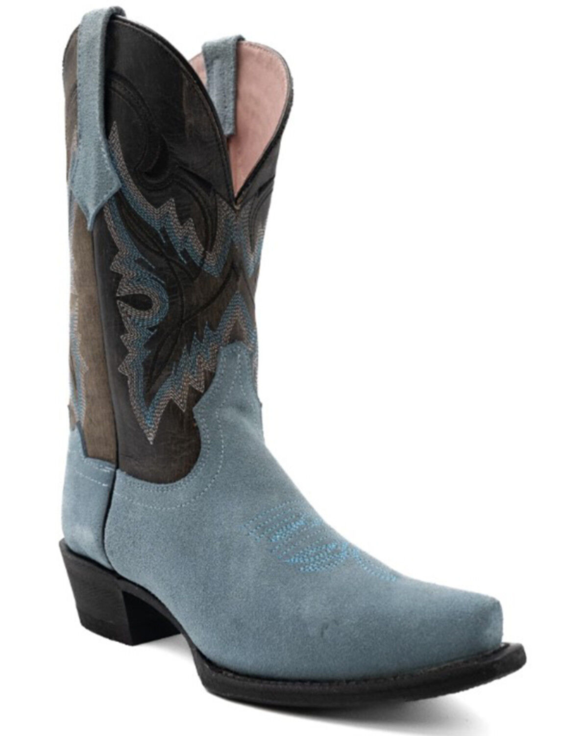 Image #1 - Ferrini Women's Holly Suede Western Boot - Snip Toe, Blue, hi-res