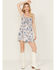 Image #1 - Wild Moss Women's Ruffle Trim Floral Print Mini Dress, Ivory, hi-res