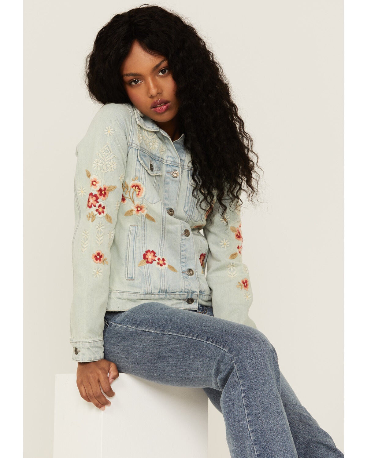 Embroidered Floral Denim Jacket 