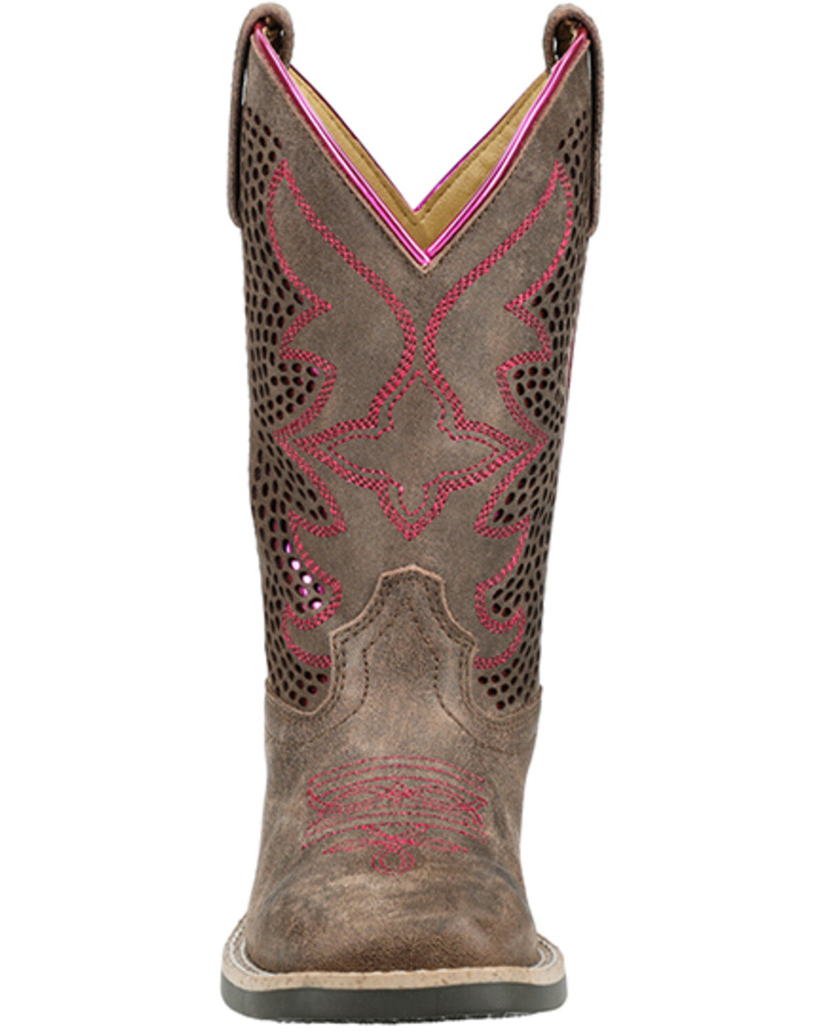 Image #4 - Smoky Mountain Little Girls' Willow Western Boots - Broad Square Toe, Brown, hi-res
