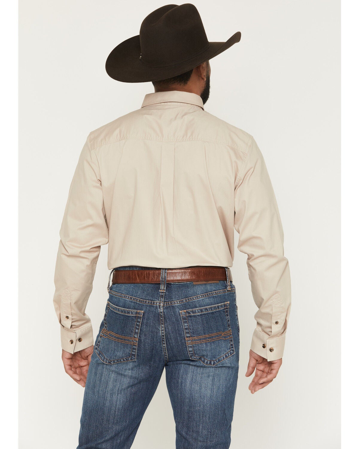 Image #4 - Cody James Men's Basic Solid Long Sleeve Button-Down Stretch Western Shirt - Big, Tan, hi-res