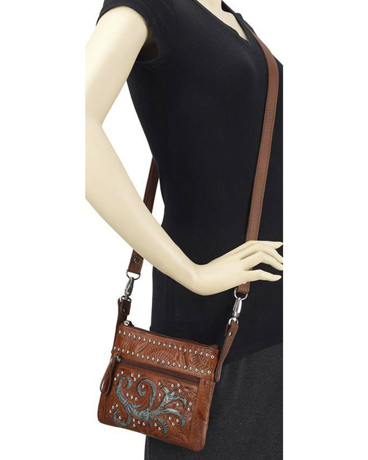 Image #4 - American West Women's Trail Rider Crossbody Bag, Brown, hi-res