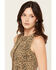 Image #2 - Bona Women's Leopard Print Denim Snap Top, Brown, hi-res