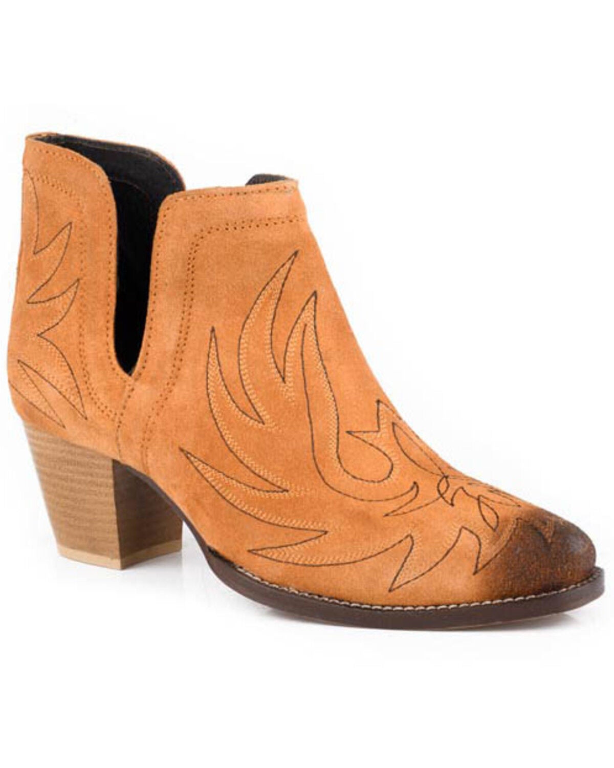 Roper Women's Rowdy Western Booties - Snip Toe, Tan, hi-res