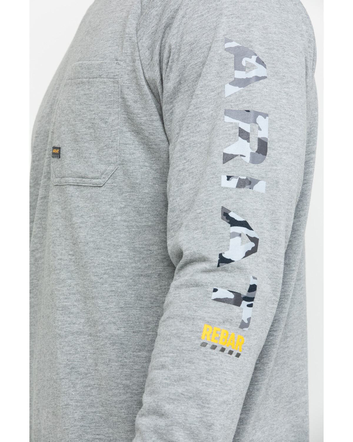 Image #4 - Ariat Men's Gray Rebar Cotton Strong Graphic Long Sleeve Work Shirt - Big & Tall, Heather Grey, hi-res