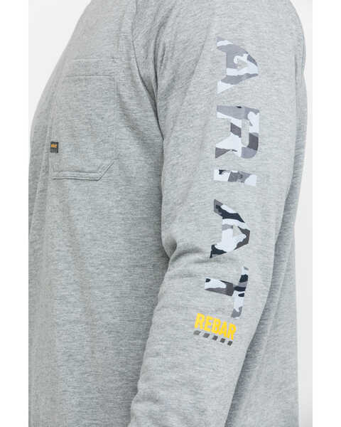 Image #4 - Ariat Men's Gray Rebar Cotton Strong Graphic Long Sleeve Work Shirt - Big & Tall , Heather Grey, hi-res