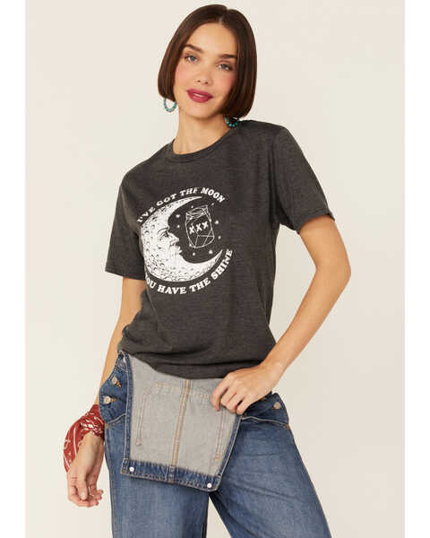 American Highway Women's Short Sleeve Charcoal Grey We Got the Moon if You Have the Shine T-Shirt , Charcoal, hi-res