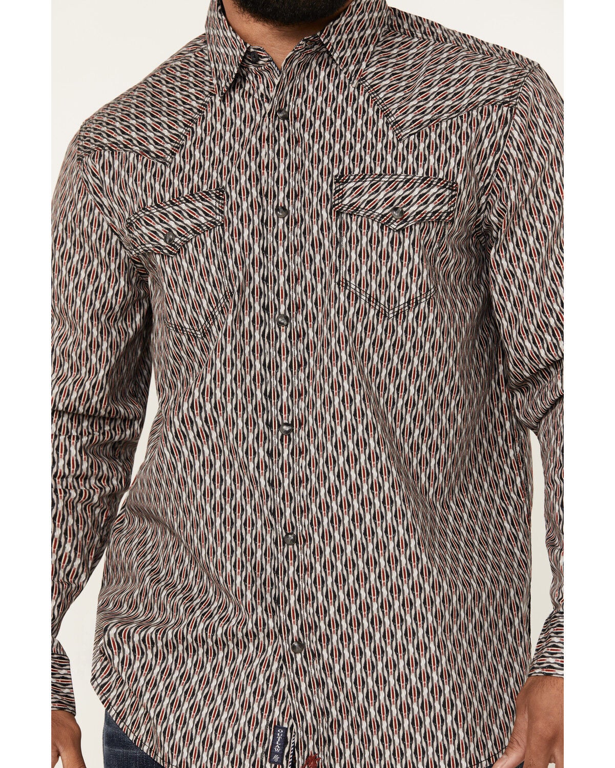 Image #3 - Moonshine Spirit&reg; Men's Sunset Geo Print Long Sleeve Snap Western Shirt, Grey, hi-res