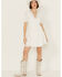 Image #1 - Yura Women's Lace Trim Short Sleeve Mini Dress, White, hi-res