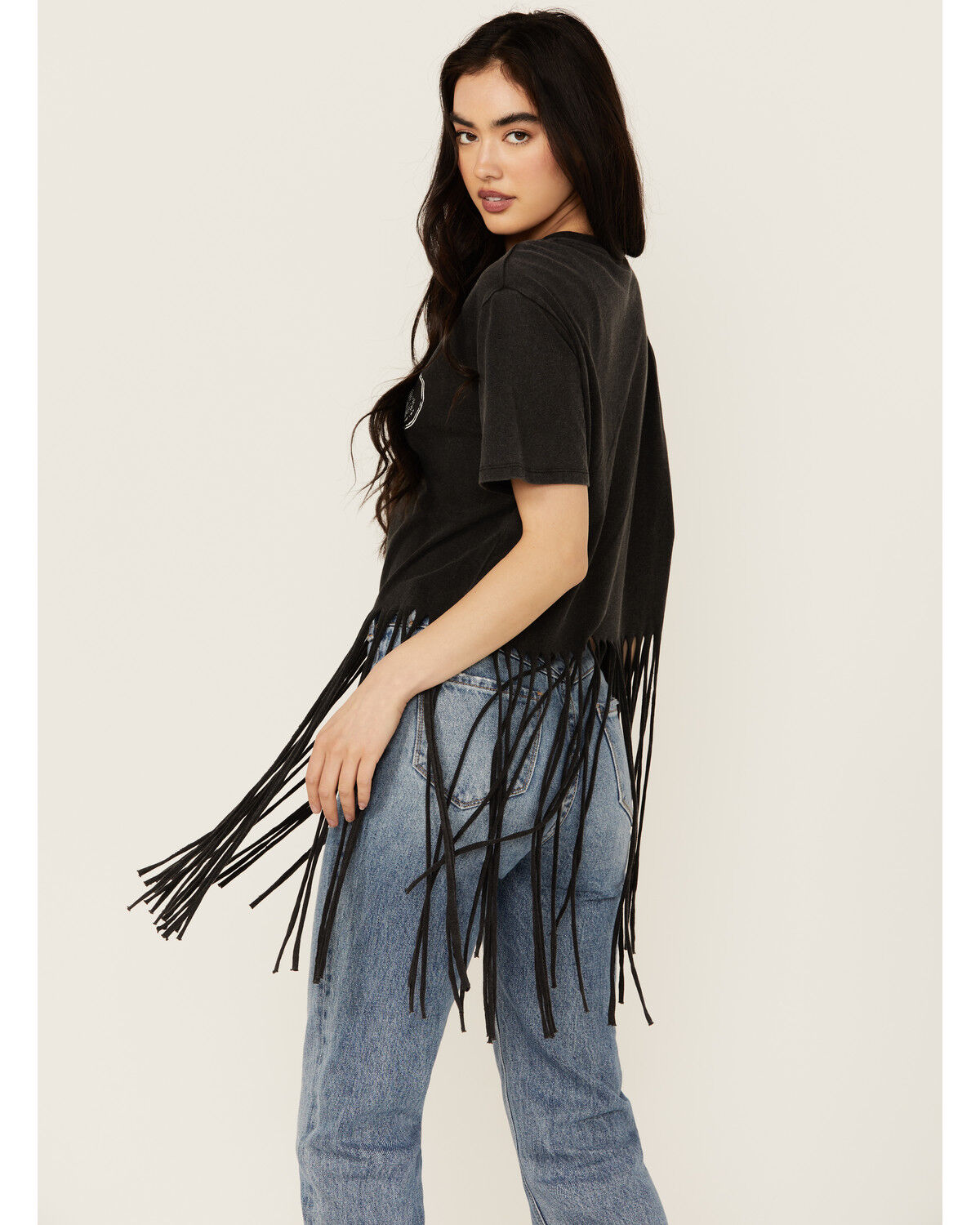 Image #4 - Rock & Roll Denim Women's Hat Short Sleeve Fringe Graphic Tee, Black, hi-res