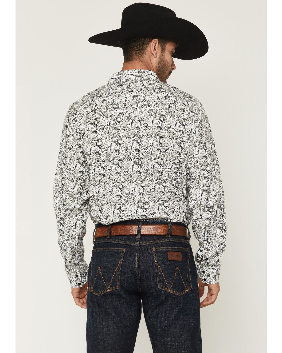 Image #4 - Gibson Trading Co Men's Bone Ridge Paisley Print Long Sleeve Snap Western Shirt, Ivory, hi-res