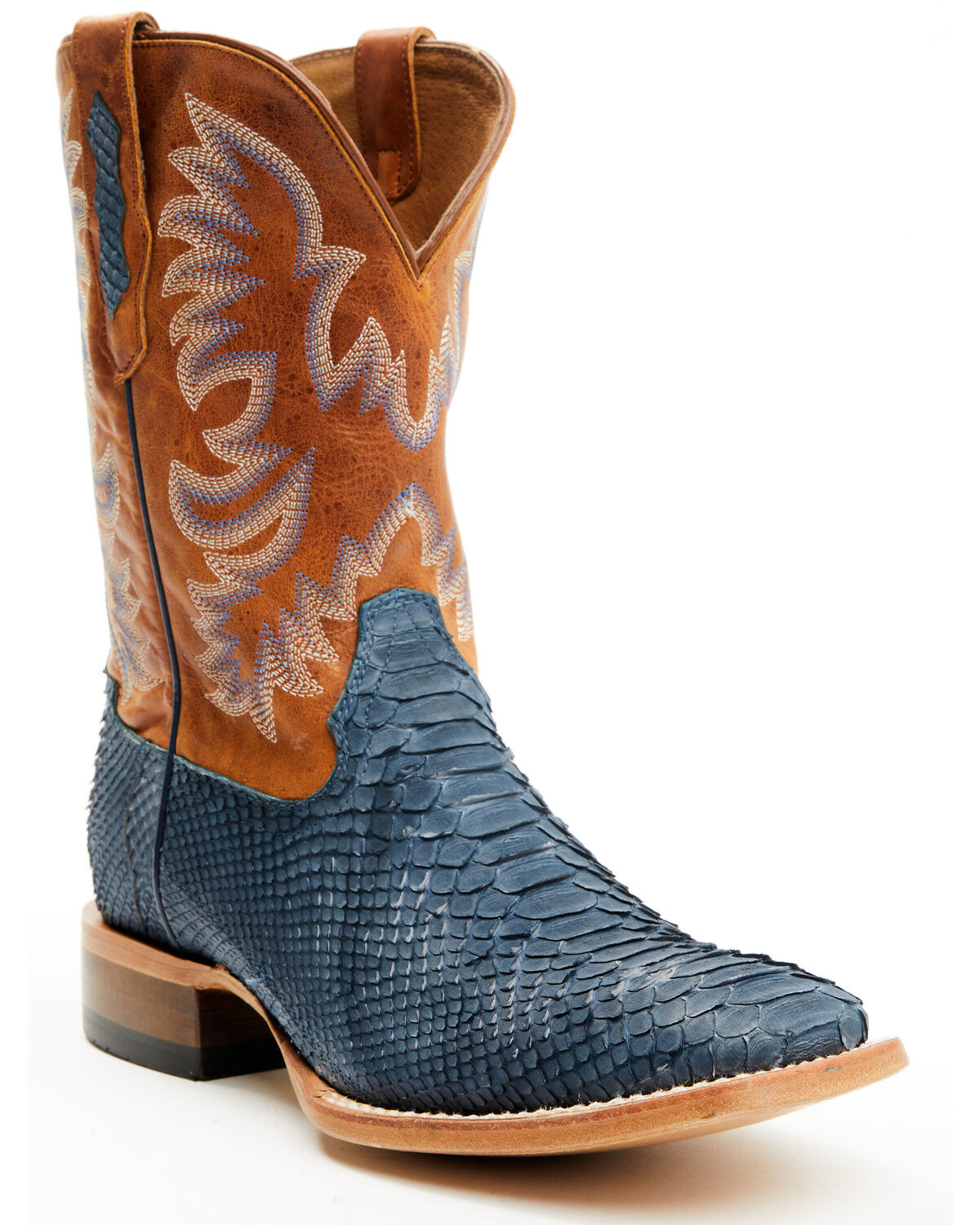 Image #1 - Cody James Men's Exotic Python Vulturno Western Boots - Broad Square Toe, Blue, hi-res