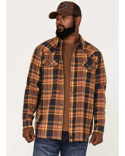 Image #2 - Cody James Men's Wood Chuck Large Plaid Print Long Sleeve Snap Western Flannel Shirt - Big & Tall , Brown, hi-res