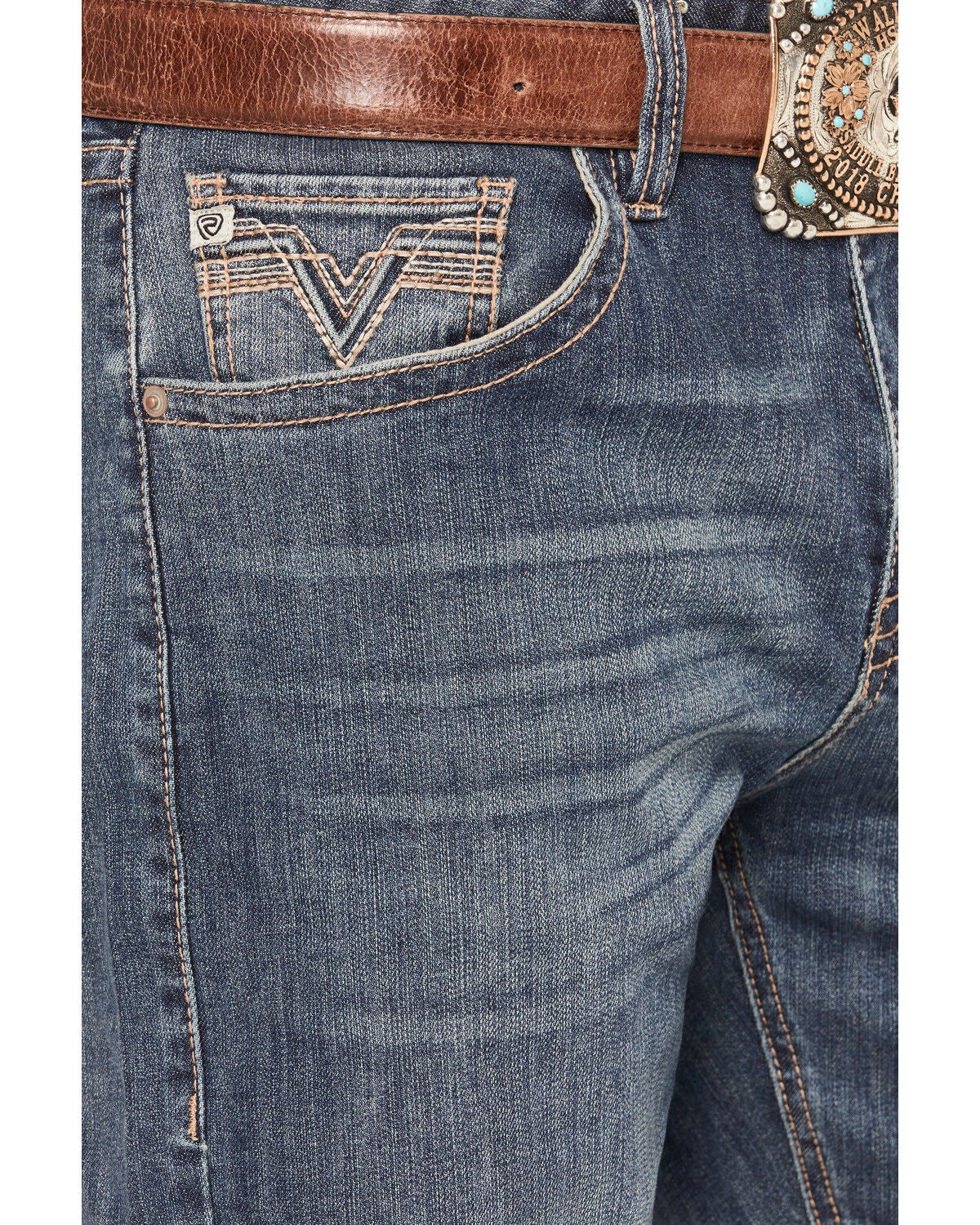 Image #2 - Rock & Roll Denim Men's Boot Barn Exclusive Alpha Medium Wash Relaxed Tapered Bootcut Reflex Stretch Denim Jeans, Medium Wash, hi-res