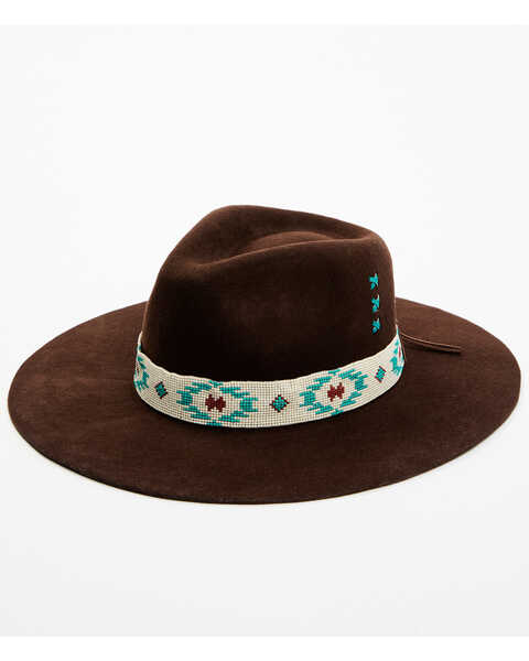 Idyllwind Women's Brown Beaded Oxbow Wool Felt Western Hat, Brown, hi-res