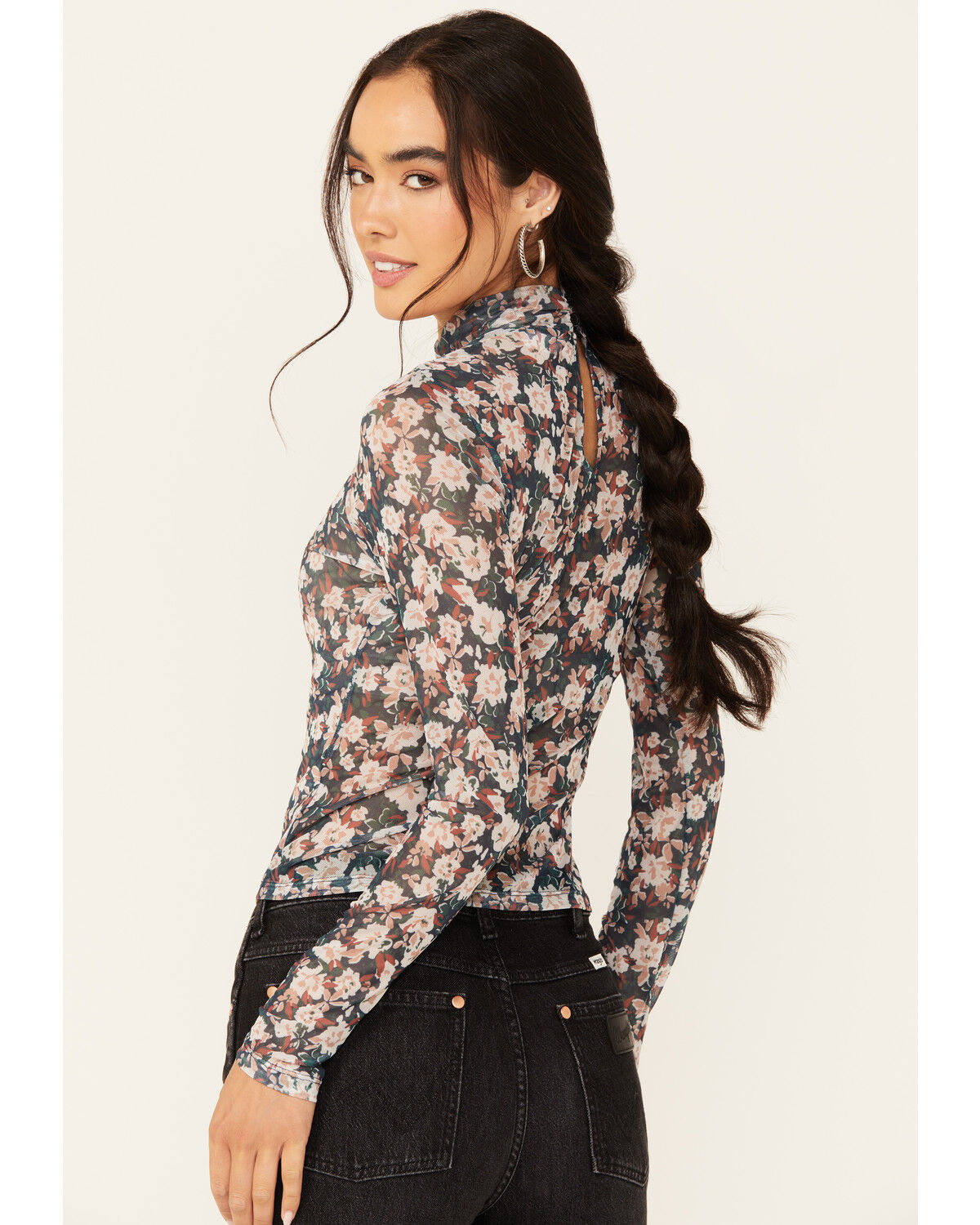 Image #4 - Sadie & Sage Women's Dreamchaser Mock Neck Long Sleeve Top, Navy, hi-res