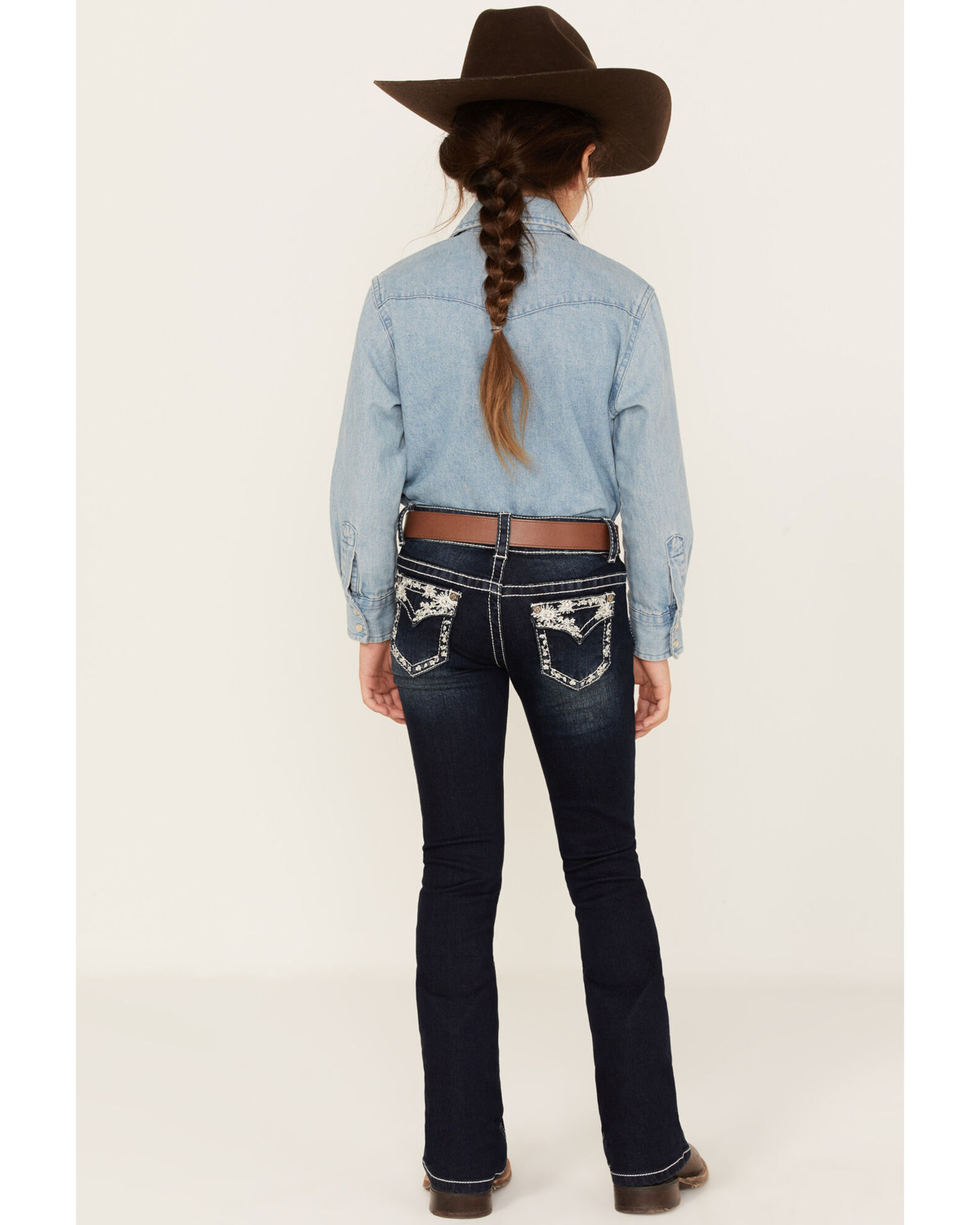 Shyanne Little Girls Dark Wash Rhinestone Embroidered Bootcut Jeans Country Outfitter
