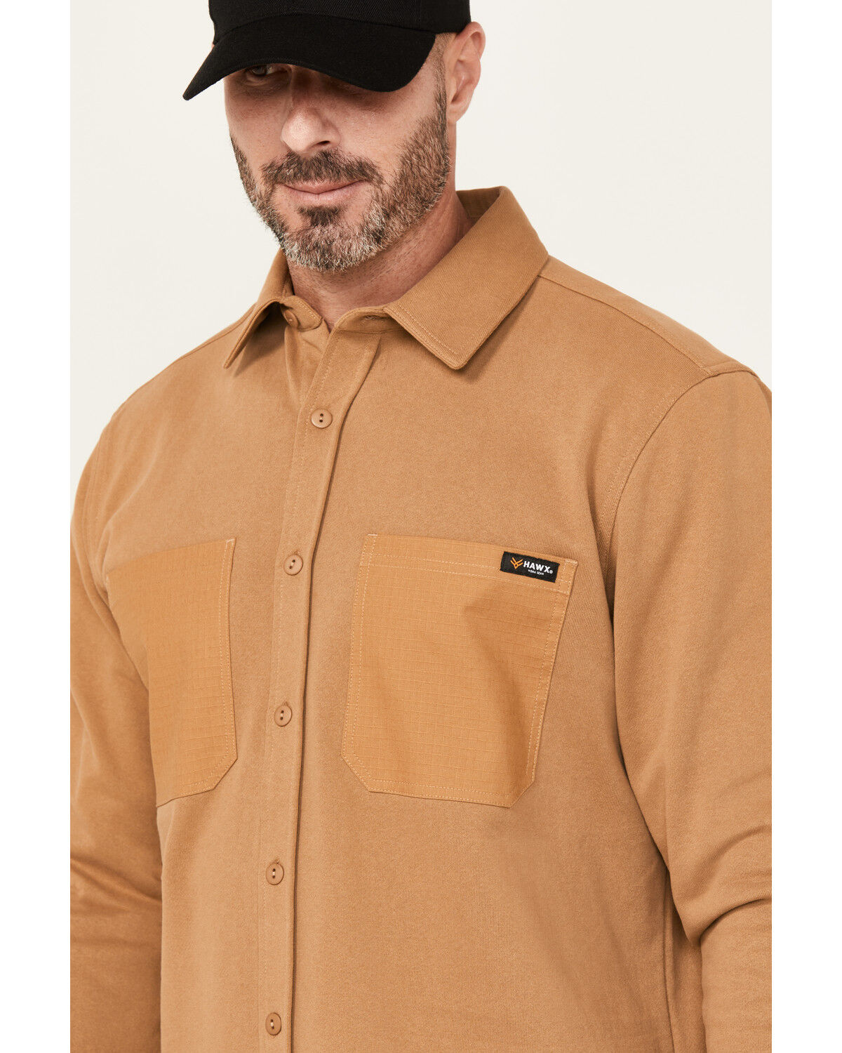 Image #2 - Hawx Men's Benjamin CPO Long Sleeve Snap Work Jacket, Tan, hi-res