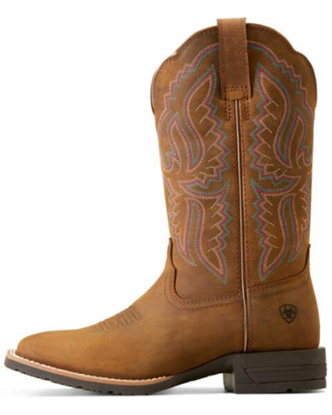 Image #2 - Ariat Women's Hybrid Ranchwork Distressed Western Boots - Broad Square Toe , Brown, hi-res