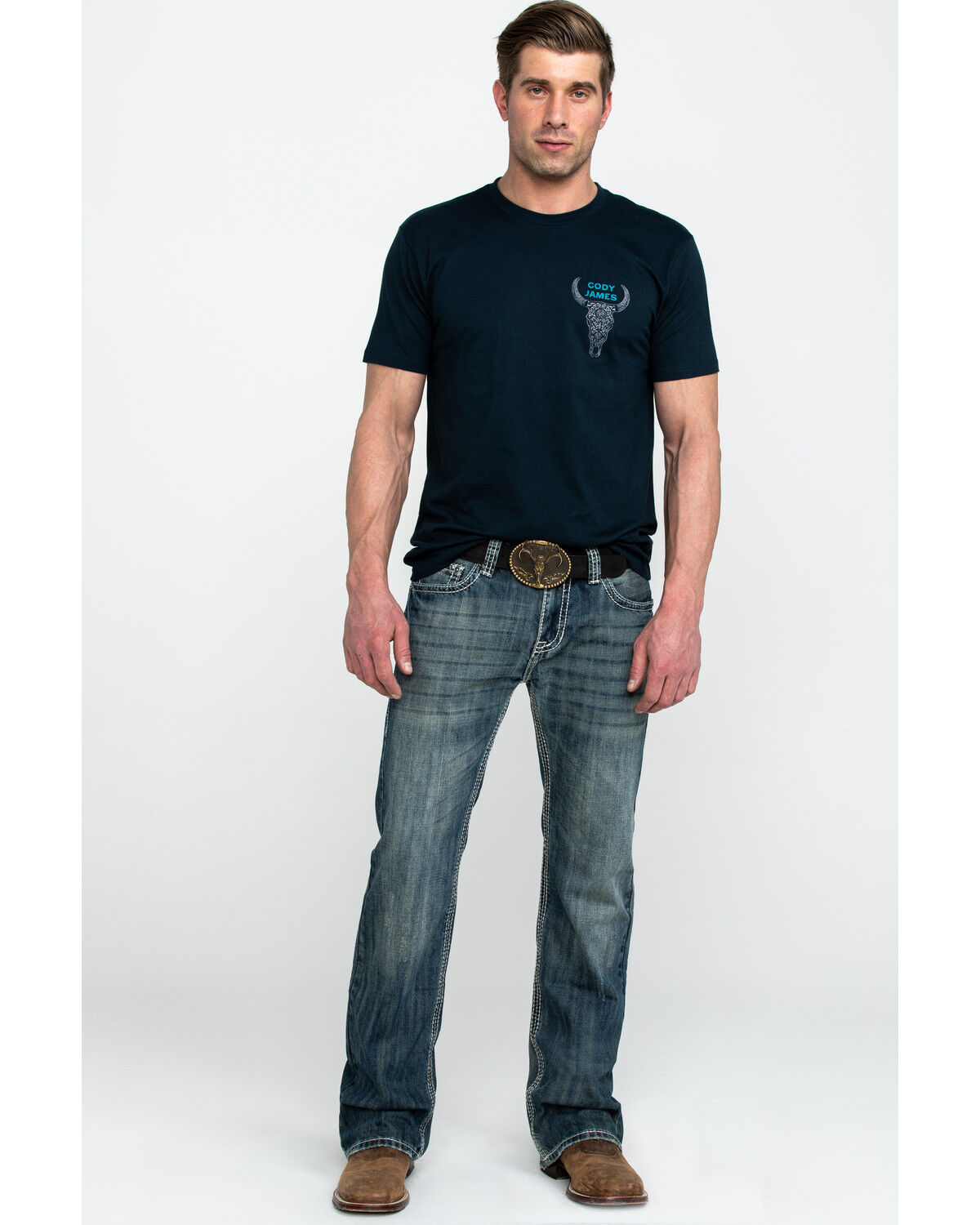 Image #3 - Rock & Roll Denim Men's Pistol Med Bootcut Jeans, Blue, hi-res
