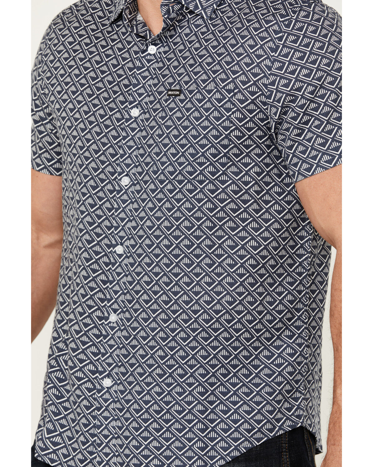 Image #3 - Brixton Men's Charter Tile Short Sleeve Button-Down Stretch Shirt, Navy, hi-res