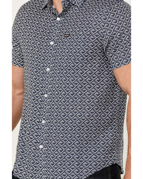 Image #3 - Brixton Men's Charter Tile Short Sleeve Button-Down Stretch Shirt , Navy, hi-res
