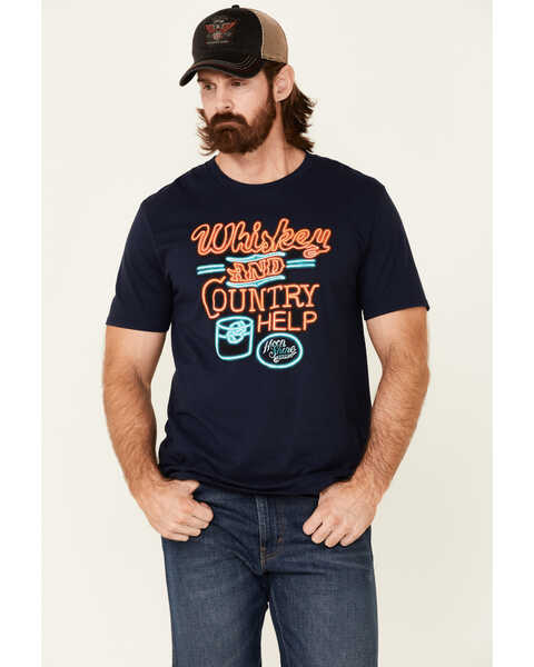Image #1 - Moonshine Spirit Men's Whiskey & Help Neon Graphic Short Sleeve T-Shirt , , hi-res