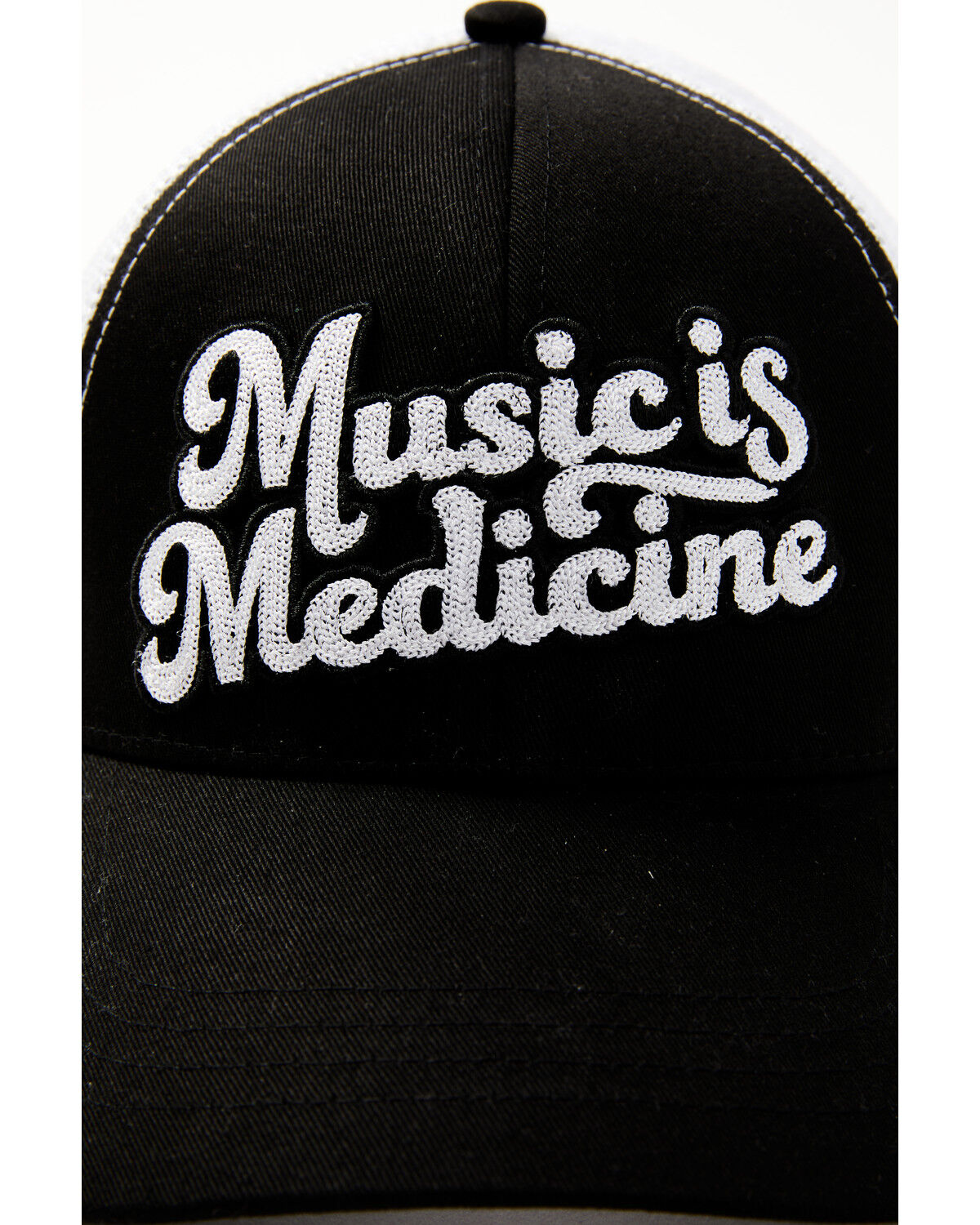 Image #2 - Idyllwind Women's Music Is Medicine Embroidered Mesh Back Ball Cap, Black, hi-res