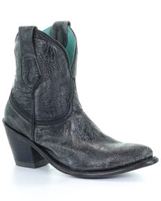 womens black distressed booties