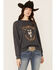 Image #1 - Paramount Network's Yellowstone Women's Charcoal Mineral Wash Steerhead Graphic Raglan Sweatshirt, , hi-res