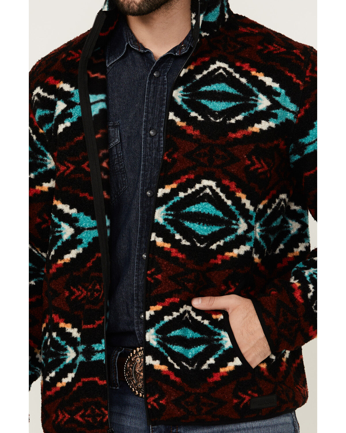 Image #3 - Rock & Roll Denim Men's Southwestern Print Jacket, Black, hi-res