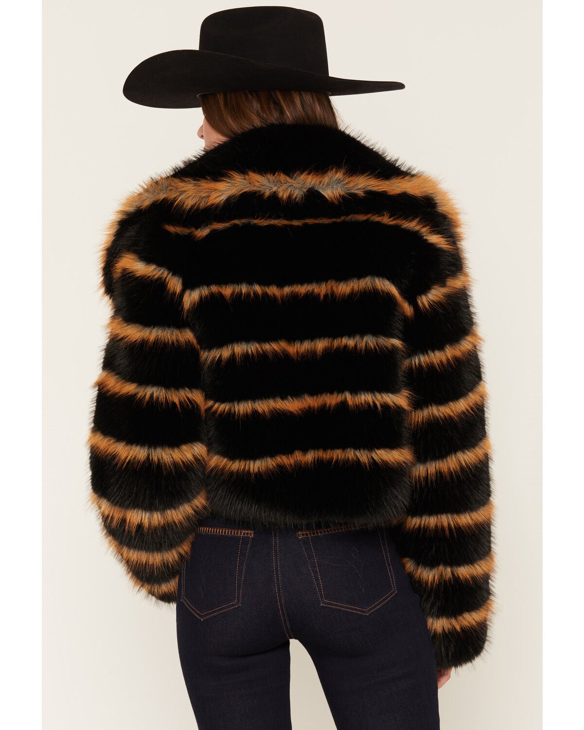 Image #4 - Azalea Wang Women's Vienne Faux Fox Fur Jacket, Black/brown, hi-res