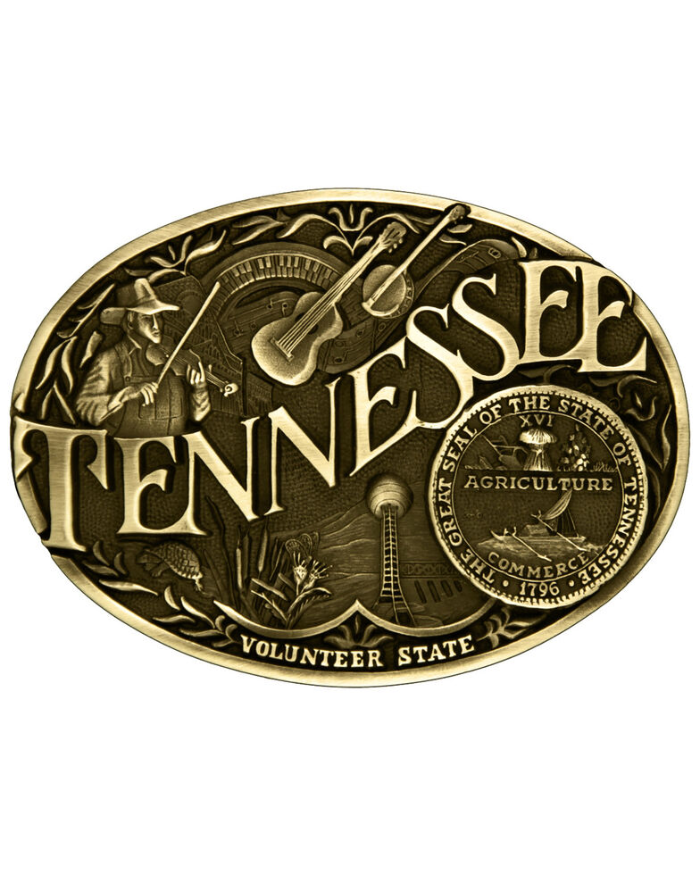 Montana Silversmiths Tennessee State Heritage Attitude Belt Buckle, Gold, hi-res