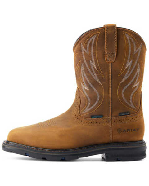 Image #2 - Ariat Men's Sierra Shock Shield Waterproof Western Work Boots - Steel Toe, Brown, hi-res