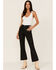 Image #1 - Wrangler X Fender Women's Wrock Cropped Flare Jeans, Black, hi-res