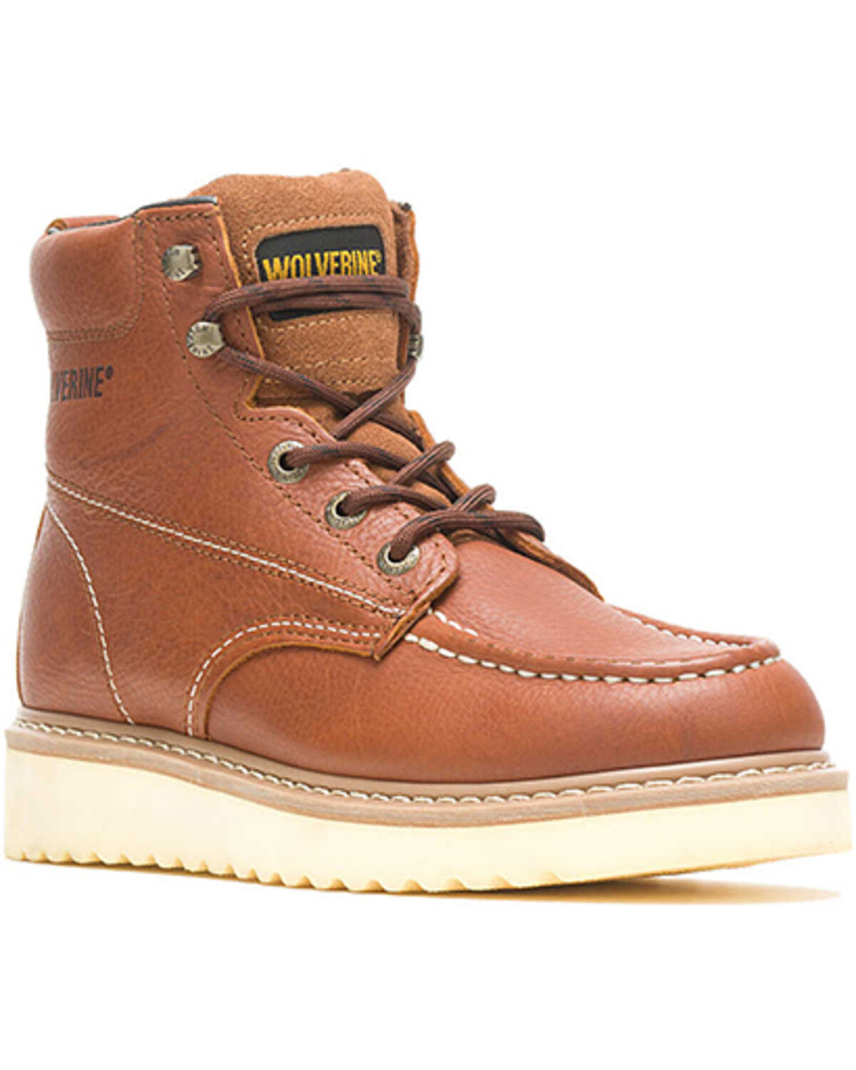Image #1 - Wolverine Men's Moc Toe 6" Work Boots - Steel Toe, Honey, hi-res