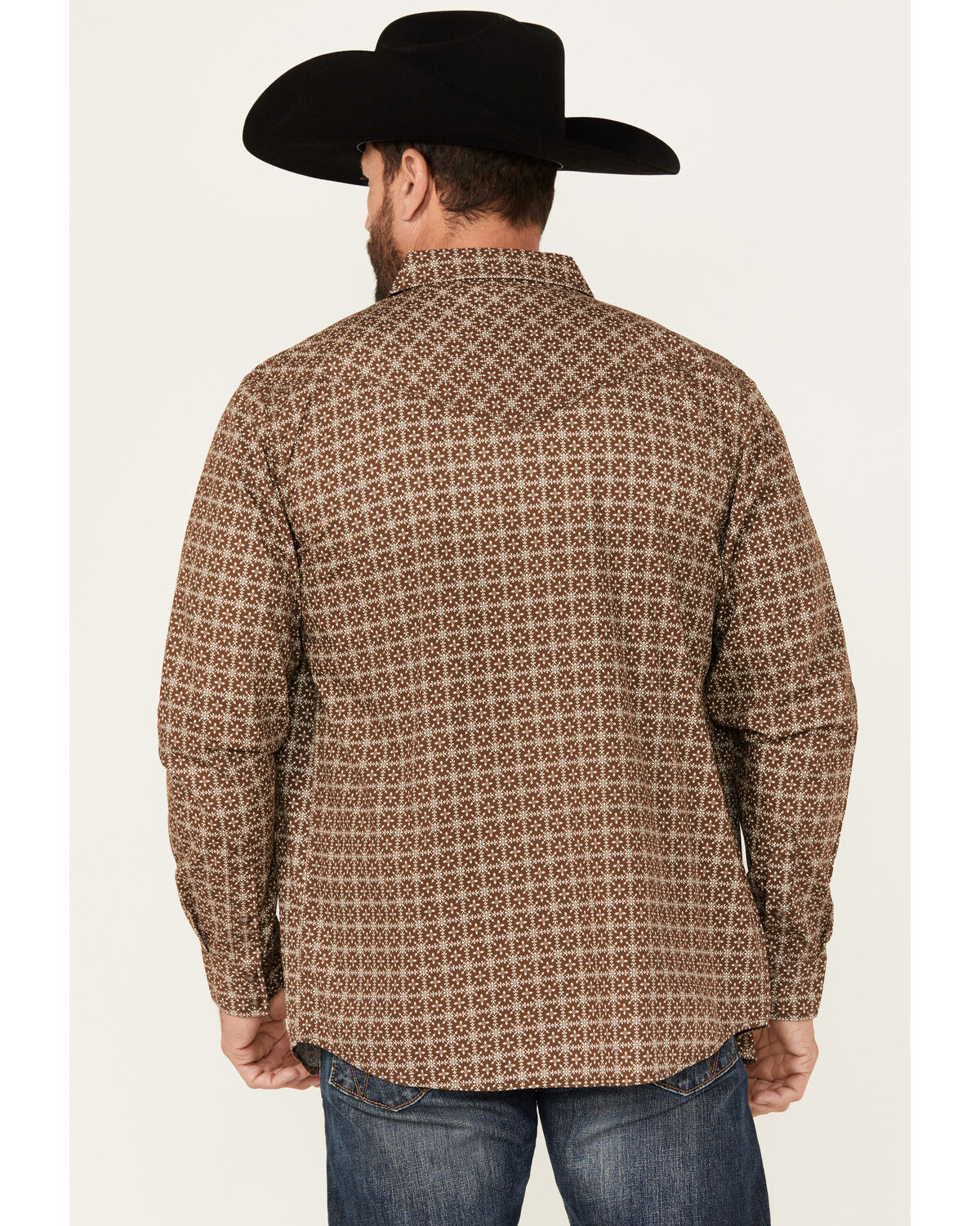 Image #4 - Moonshine Spirit Men's Time Bomb Geo Print Long Sleeve Snap Western Shirt, Brown, hi-res
