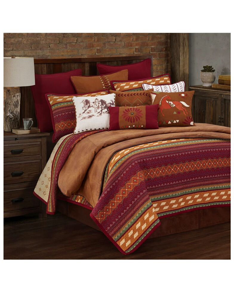 HiEnd Accents King Reversible Solace Quilt Set, Red, hi-res