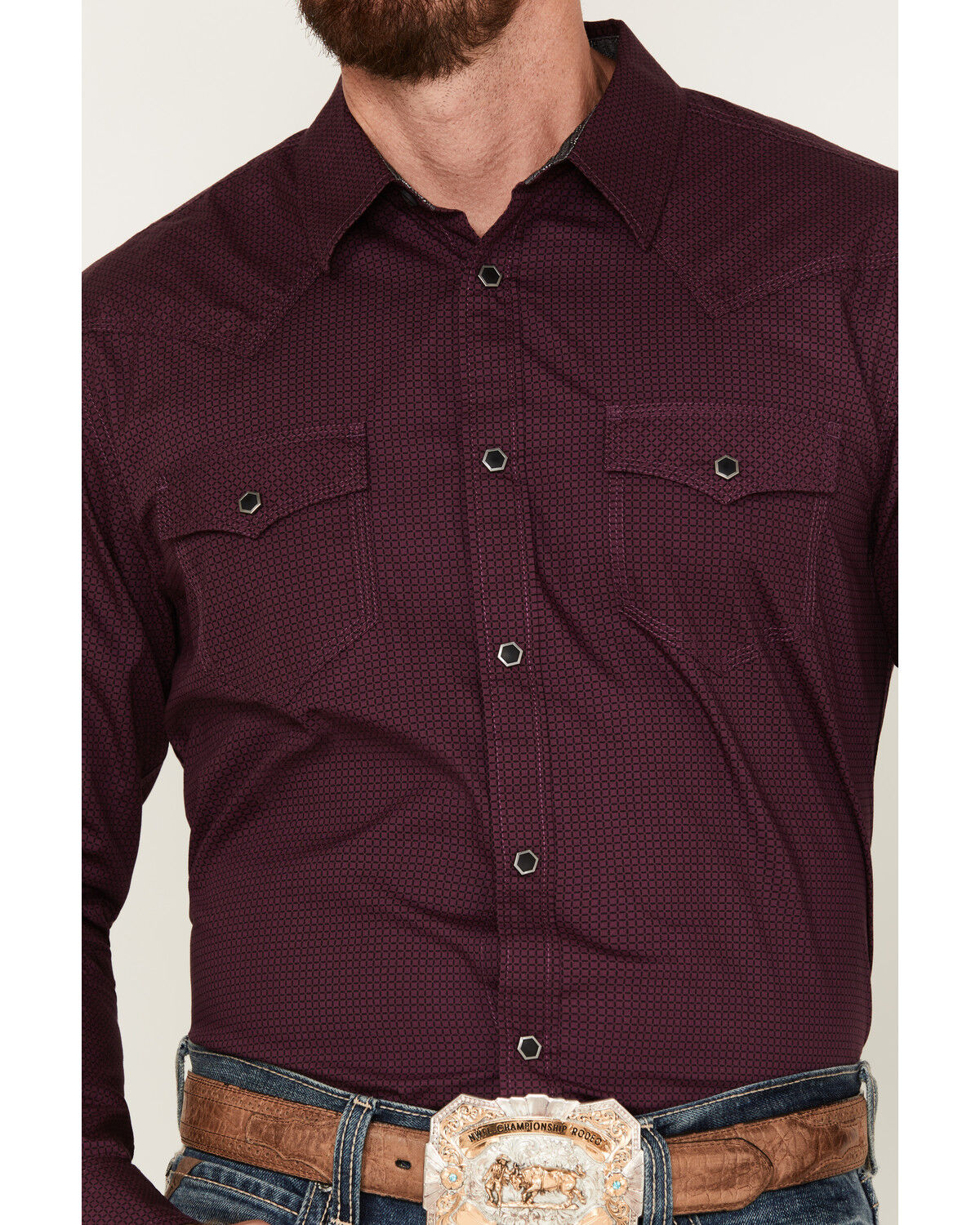 Image #3 - Moonshine Spirit Men's Comet Long Sleeve Snap Western Shirt, Purple, hi-res